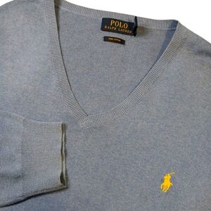 Polo Ralph Lauren Light Blue Pima Cotton Sweater Embroidered Logo Xlarge‎